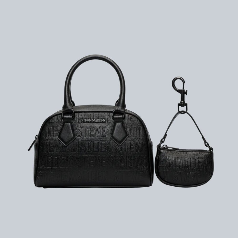Steve Madden Gift Set Black Crossbody & Mini Satchel Bag Charm